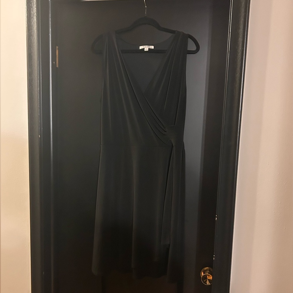 41 Hawthorn Size XL Black Sleeveless Faux Wrap Dress with Waist Tie